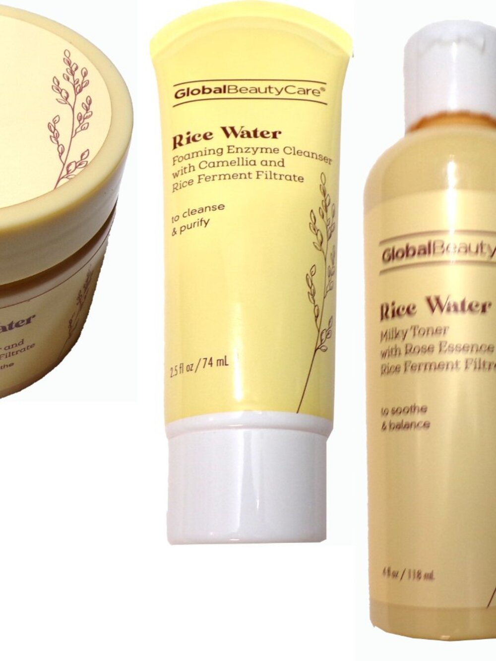 Global Beauty Care Rice Water 4-PC Set: Toner, Cleanser, Cream, Melt